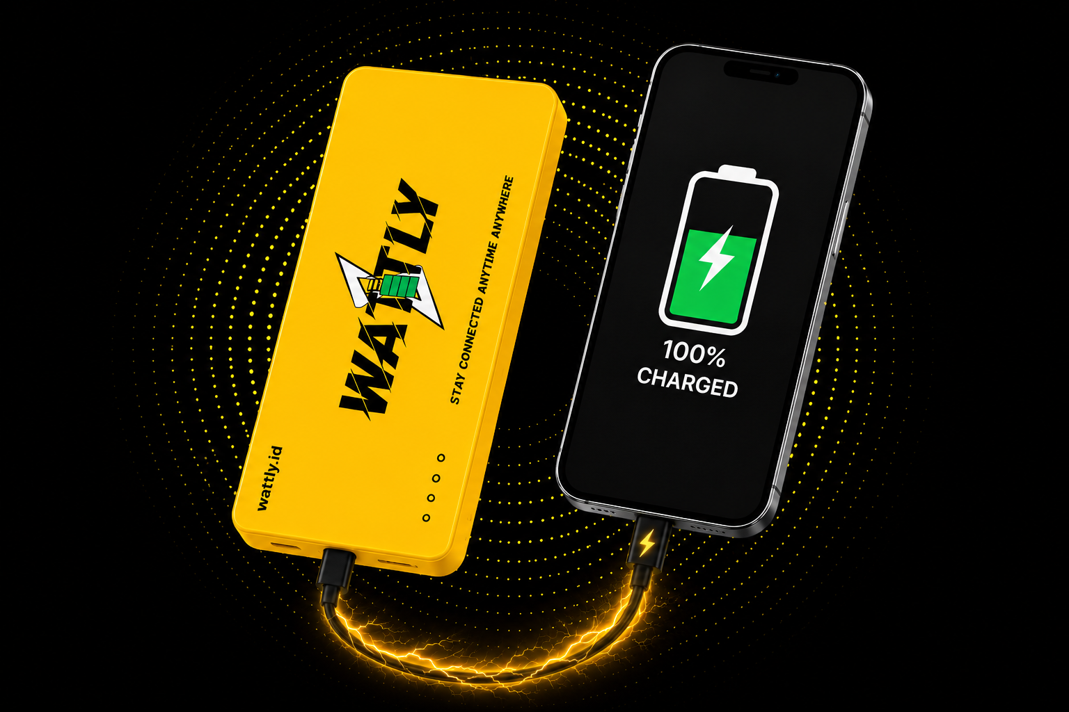 Wattly power bank charging a smartphone